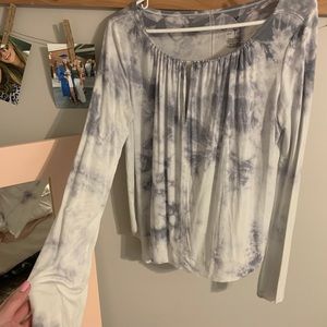 Grey and white tie dye blouse